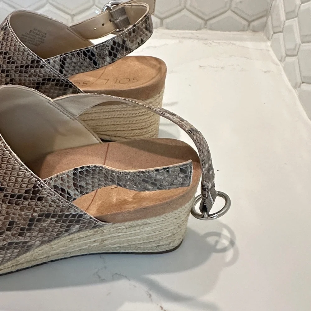 Sole Society Snakeskin Open-Toe Women's Wedge Espadrille Sandals Size 8 1/2